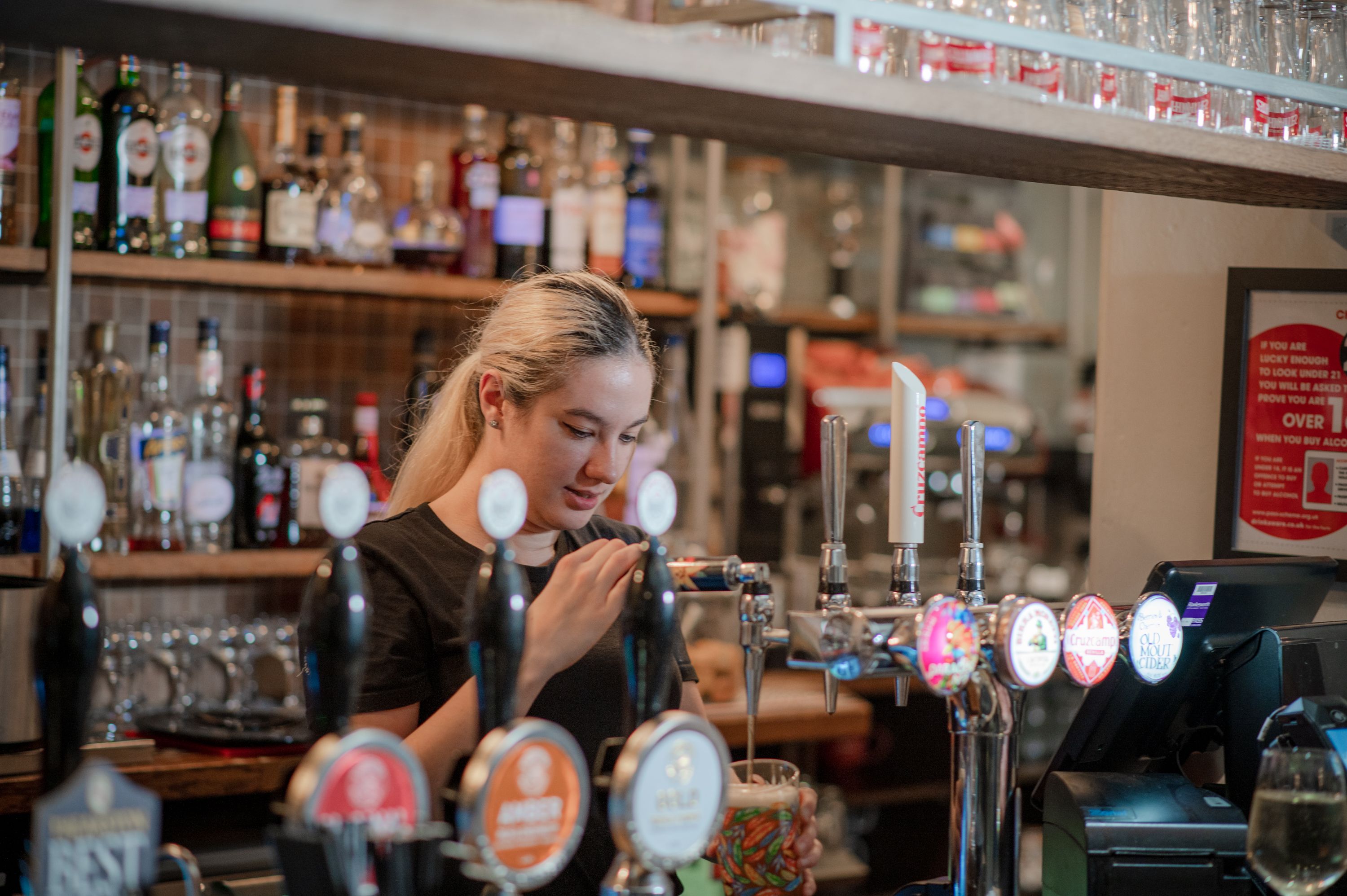 a pint of paradise being poured